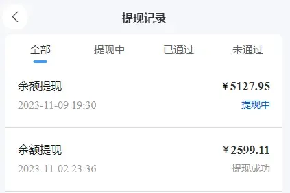 11月提现记录